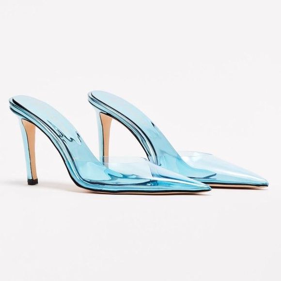Good American Shoes - GOOD AMERICAN CINDER-F*CKING-RELLA MULE TRANSLUCENT BLUE NWOB INCLUDES SHOE BAG
